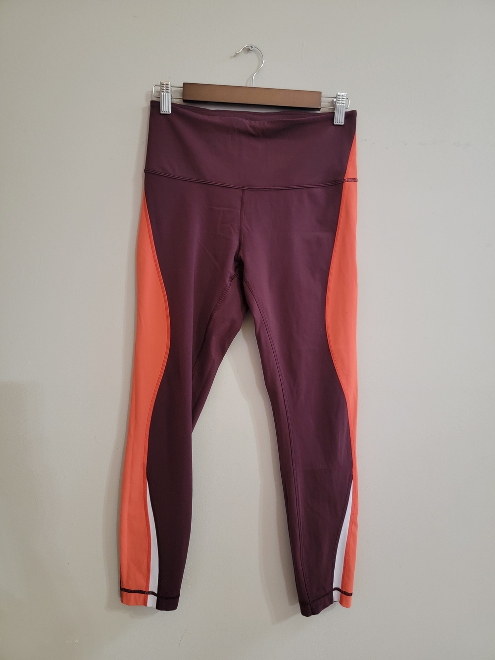 lululemon athletica Plum and Coral Colorblock Leggings Size 8
